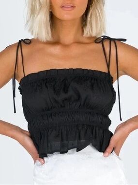 Princess Polly Summa Black Crop Top Size 0